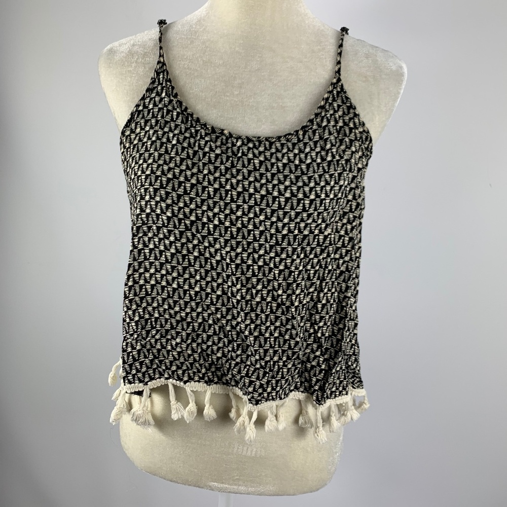 INA Crop Top Blouse Large Boho Peasant Tassels